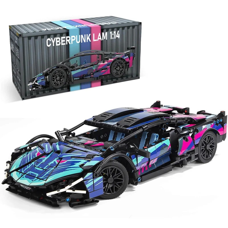Cyberpunk Lamborghini Sports Car Building Blocks Set - 1314 Pieces, Assembled Model Scale Size 1.14 - Ages 10+